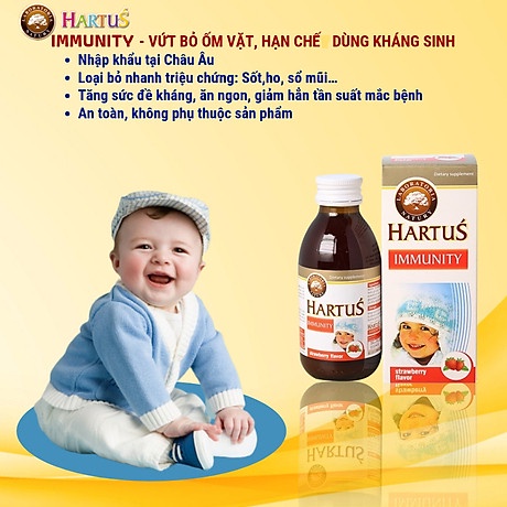 Tăng sức đề kháng hỗ trợ hệ miễn dịch cho  trẻ  HARTUS IMUNITY 150ml