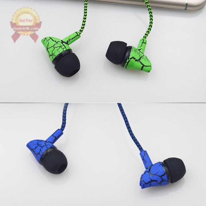 Tai Nghe Điện Thoại nhét tai in ear có kèm Mic Super Bass Dây Bọc Dù Chống Rối Nghe Gọi Qual