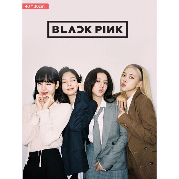 Tranh đính đá Blackpink tự làm 30x40cm, quà lưu niệm card nhóm black pink (BlackPink Vintage)