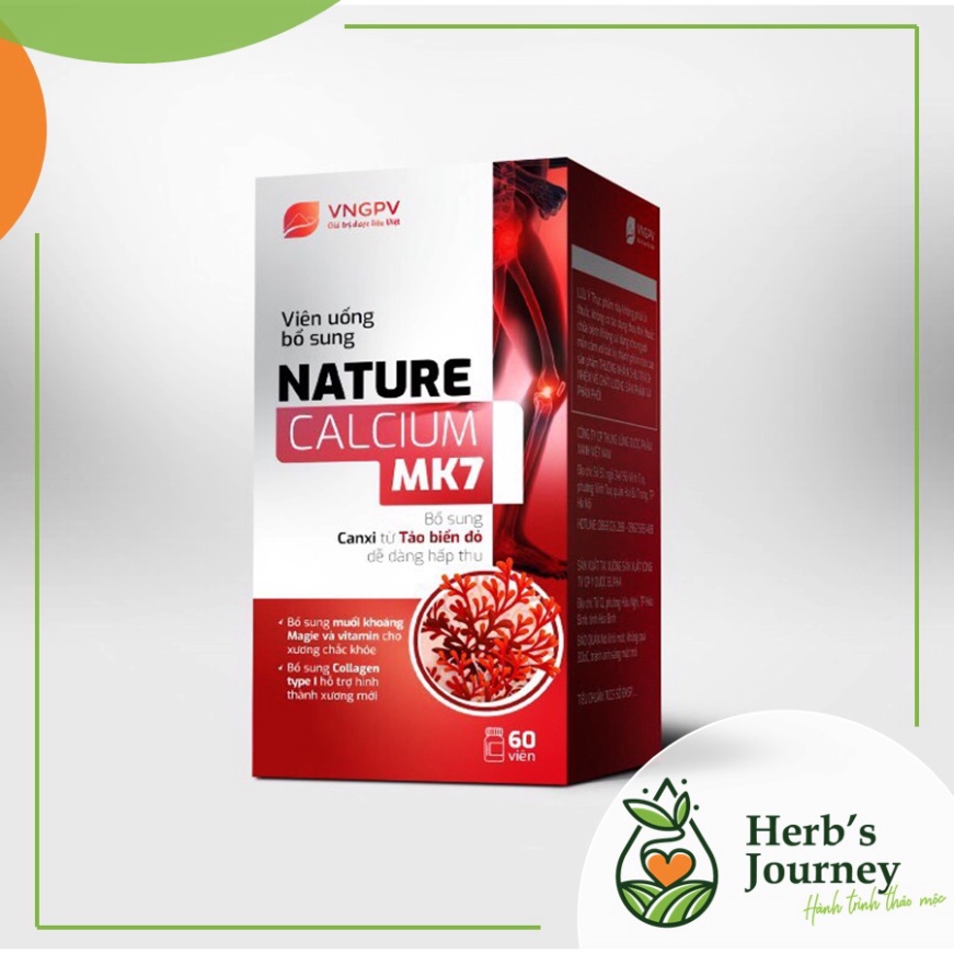 Viên Canxi uống Nature Calcium MK7- Thành phần Magie - Vitamin D Calci - VNGPV - Thung lũng dược phẩm xanh