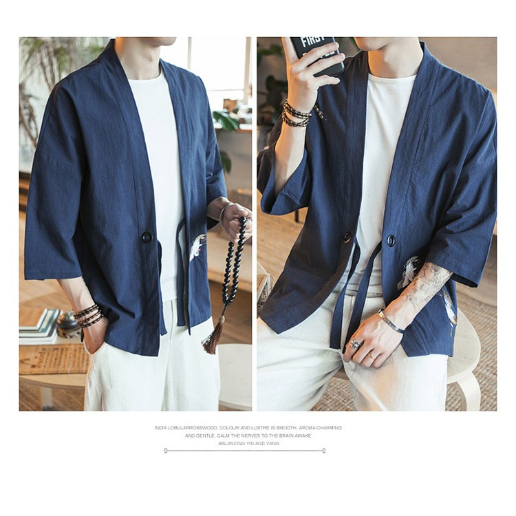 05 mẫu áo khoác Kimono nam 17014 kiểu Nhật thời trang của Qing Card/卿卡 | BigBuy360 - bigbuy360.vn
