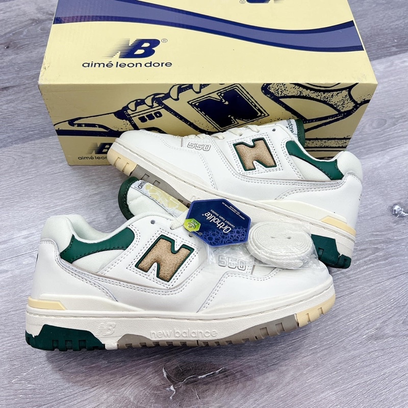 Giày New Balance 550 Green Yellow, bản chuẩn phối màu hiếm đi cực sang, tặng box bảo vệ.