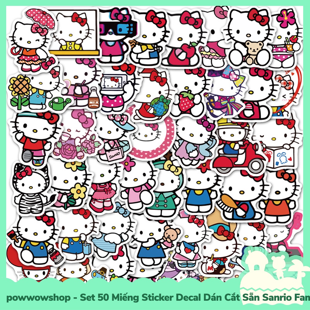 [Sẵn VN - Hỏa Tốc] Set 50 Miếng Sticker Decal Cắt Sẵn DIY Dán Trang Trí Vật Dụng Mẫu Sanrio Family Collection Biggie