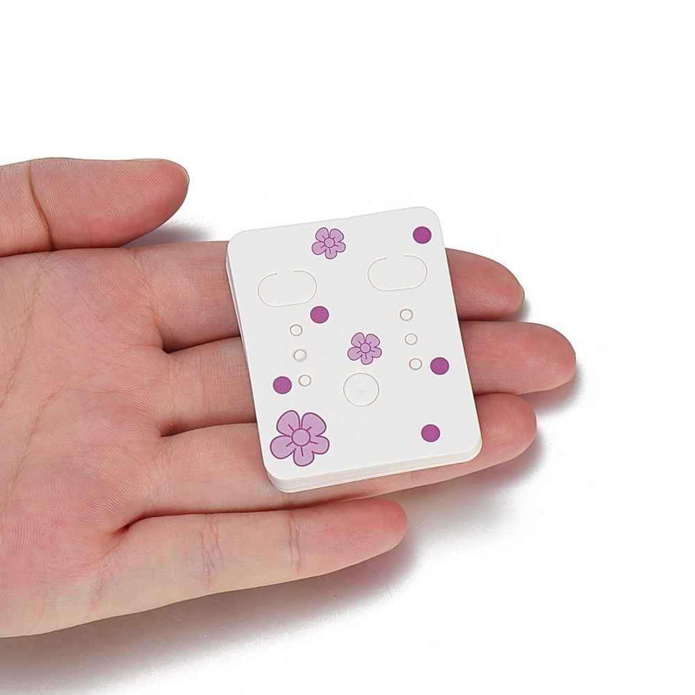 Bộ 100 miếng thẻ giấy kraft trống trơn màu trắng/ đen để trưng bày bông tai trang sức thời trang tự làm 3.8x4.8cm