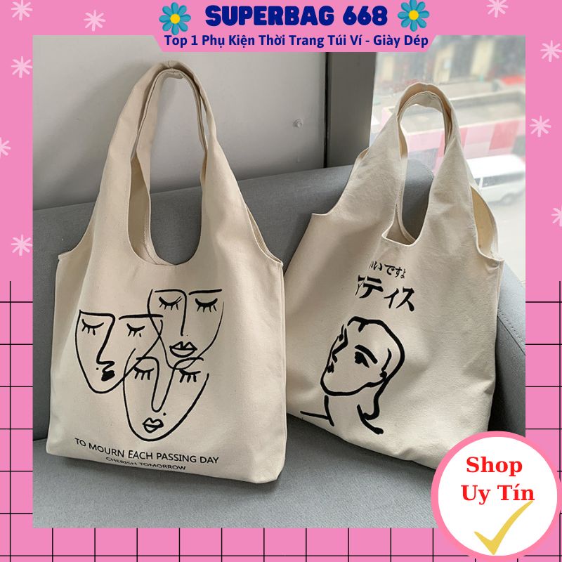 Túi canvas đeo chéo liền thân hoạ tiết ngộ nghĩnh 282