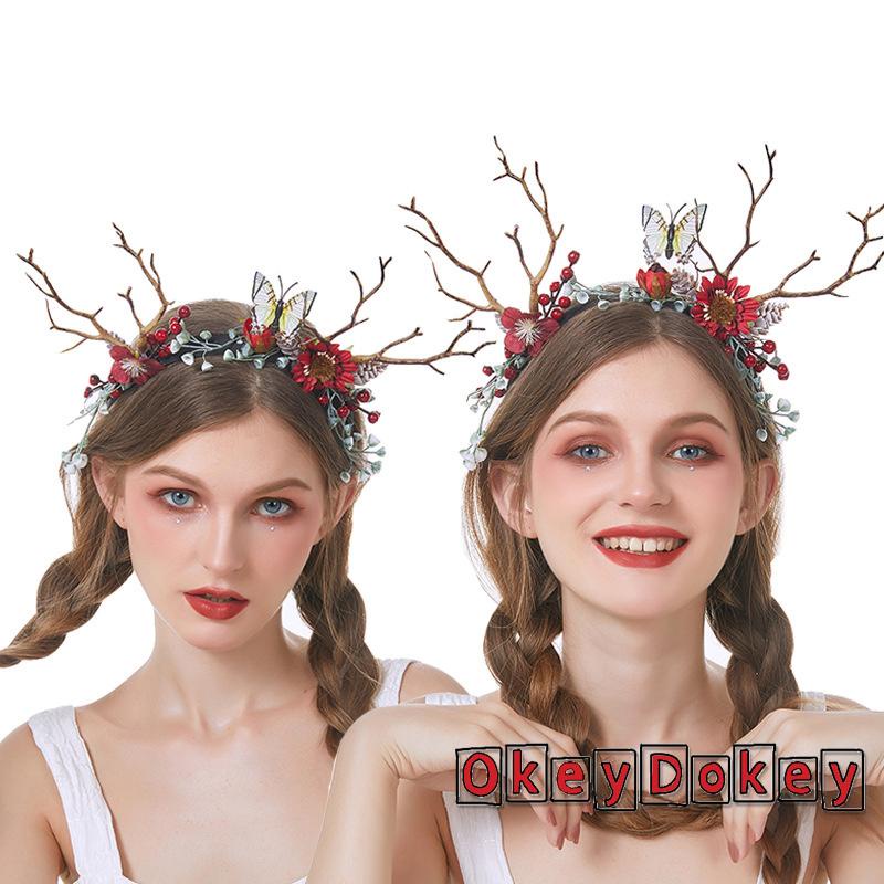 Băng đô cài tóc hình sừng tuần lộc/cây thông dễ thương cho nữ