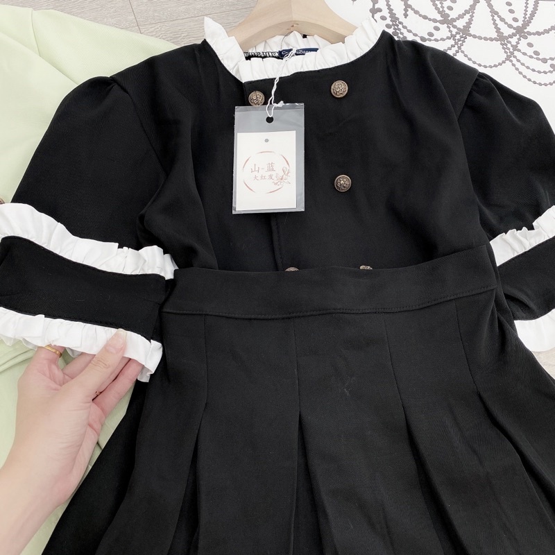 ✔ 𝗙𝗥𝗘𝗘 𝗦𝗛𝗜𝗣 SÉT ÁO CỔ BÈO 2 HÀNG CÚC + CV XẾP LY GẤU REN CHẤT TUYẾT MƯA HÀNG QC CC L1