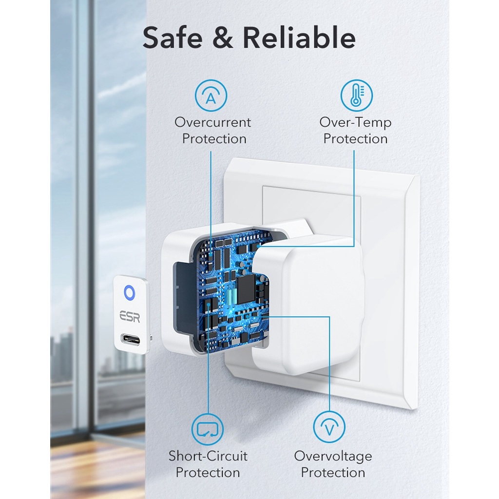 SIÊU BỀN Cốc Sạc Nhanh USB C ESR PD 20W Sạc Nhanh QC 3.0 Cốc Sạc Nhanh 20W Nhanh cho điện thoại máy tính bảng