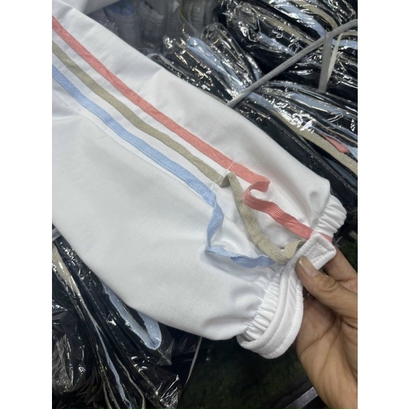 Quần baggy thun da cá phối sọc ống rỗng