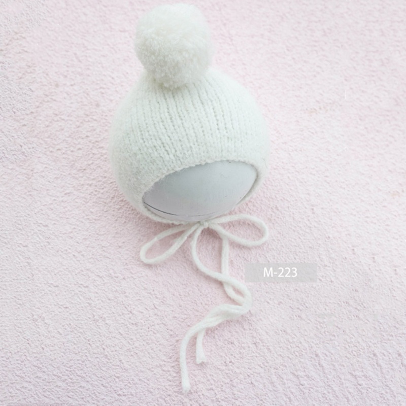 Haha Mũ Beanie Dệt Kim Thủ Công Phối Lông Làm Phụ Kiện Chụp Ảnh Cho Bé Sơ Sinh