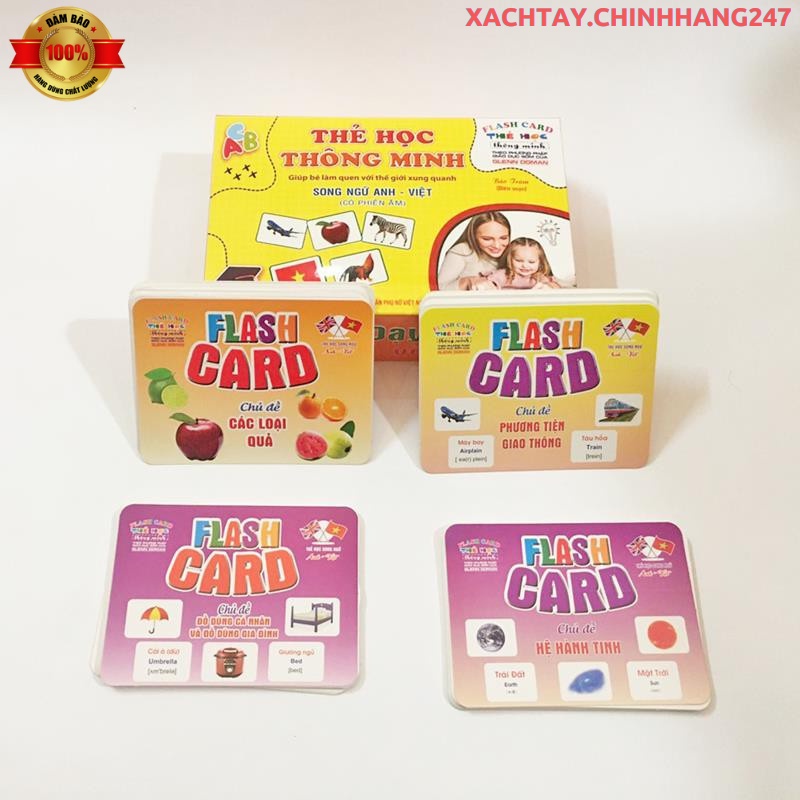 Bộ Thẻ Học Thông Minh Cho Bé ⚡LOẠI 1⚡ 18 Chủ Đề To Song Ngữ A-V Chuẩn GD Flashcard 1,2,3,4,5,6,7,8,9,10,11,12 Tháng-Tuổi