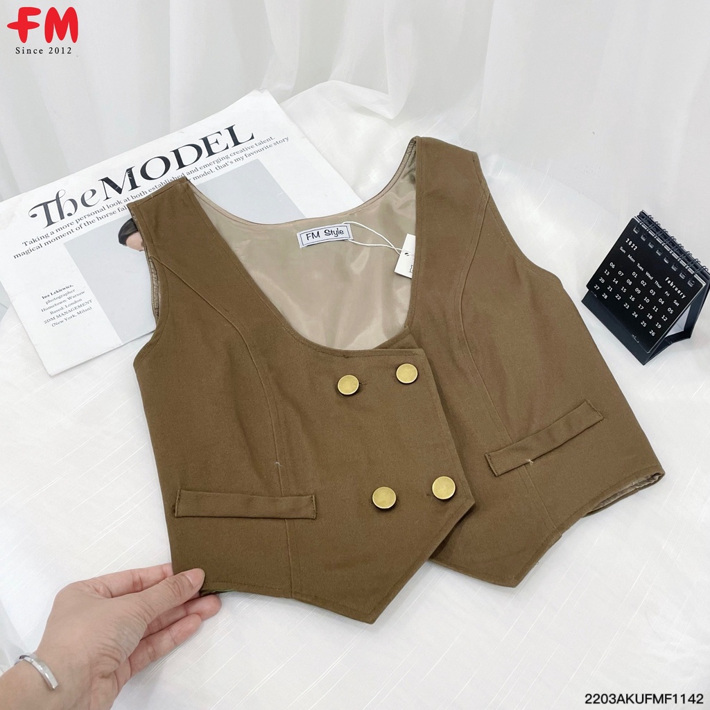 Áo Gile Trơn Vintage Đóng Cúc Dáng Ngắn | Áo Vest Không Tay Hai Màu Phong Cách Hàn Quốc | Fmstyle Shop 220311427