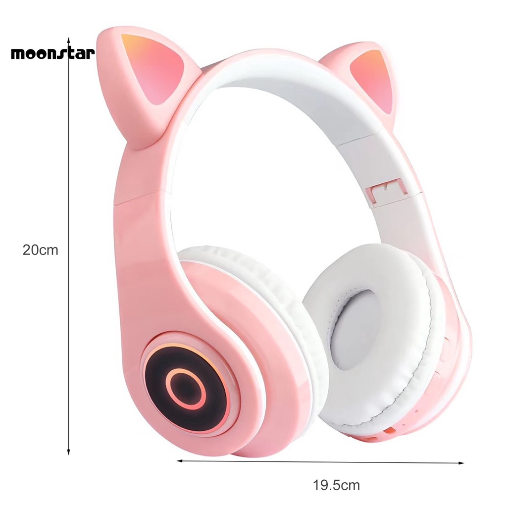 MS   Dual Stereo Channel Wireless Headset Flash Light Wireless Headset with Mic Ergonomic Design for Girl