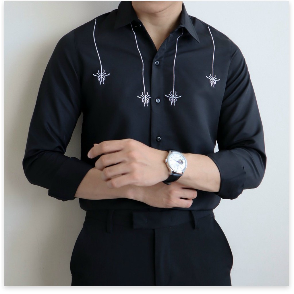 Áo sơ mi in thêu dài tay nam cực đẹp phong cách hàn quốc cho các bạn trẻ KME FASHION