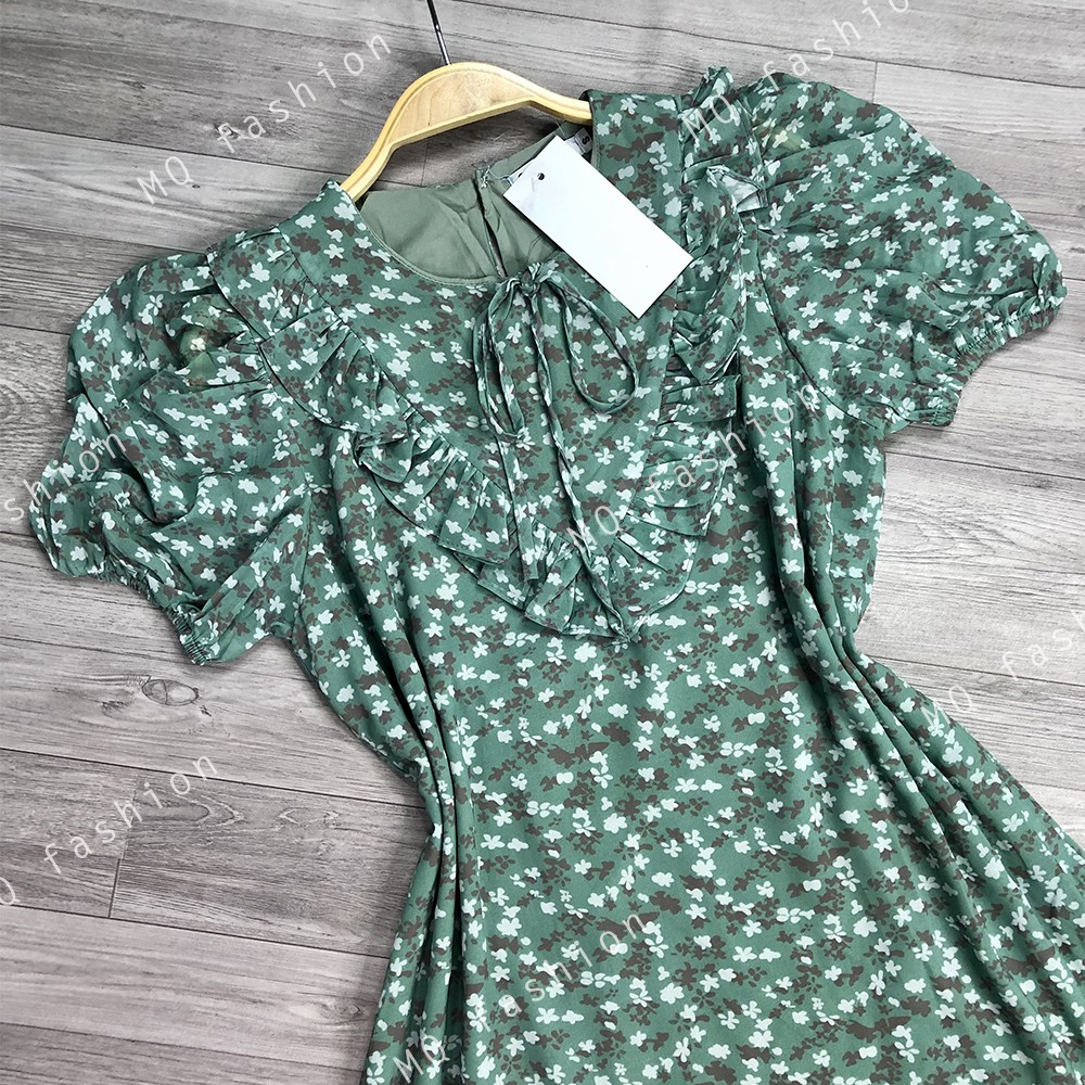 Váy hoa đuôi cá ngắn tay MQ CLOTHING đầm thiết kế bèo ngực dáng dài nữ tính, điệu đà | BigBuy360 - bigbuy360.vn