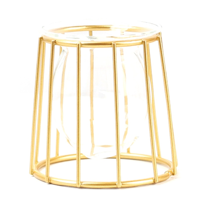 Chậu Hoa Thủy Tinh Kèm Giá Đỡ Kim Loại Phong Cách Bắc Âu