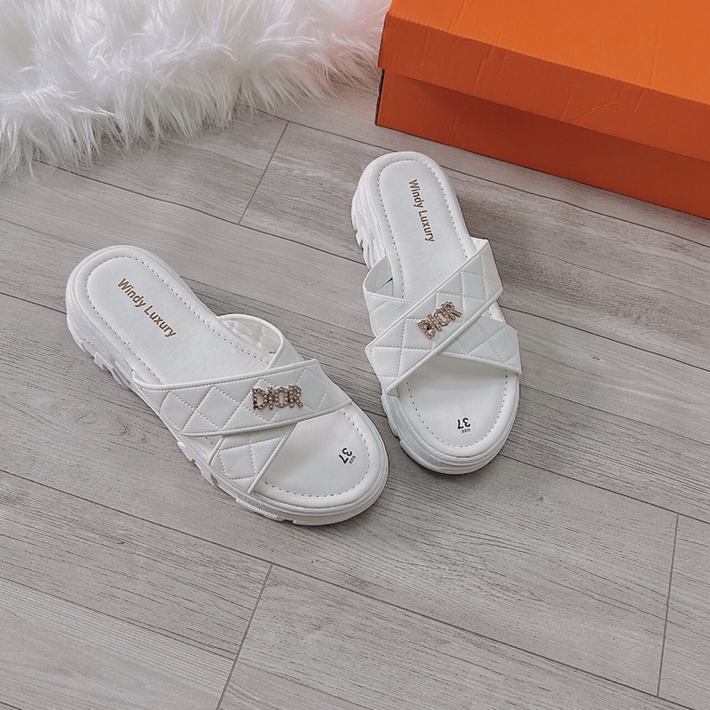 Ảnh Thật- Dép nữ đế xuồng 2cm quai chéo chần chỉ tag Ior