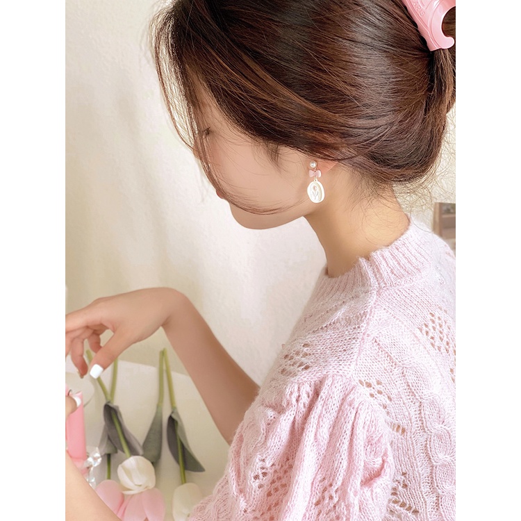 Bông Tai Mạ Bạc 2022 Hình Hoa Tulip Đính Ngọc Trai Giả Dễ Thương