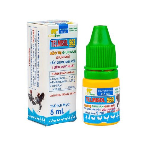 TELMISOL 563 TẨY SÁN LÃI , GIUN MẮT CHO GÀ ĐÁ LỌ 5ML