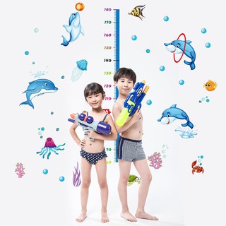 Miếng Dán Tường Hình Cá Heo Đo Chiều Cao Cho Bé