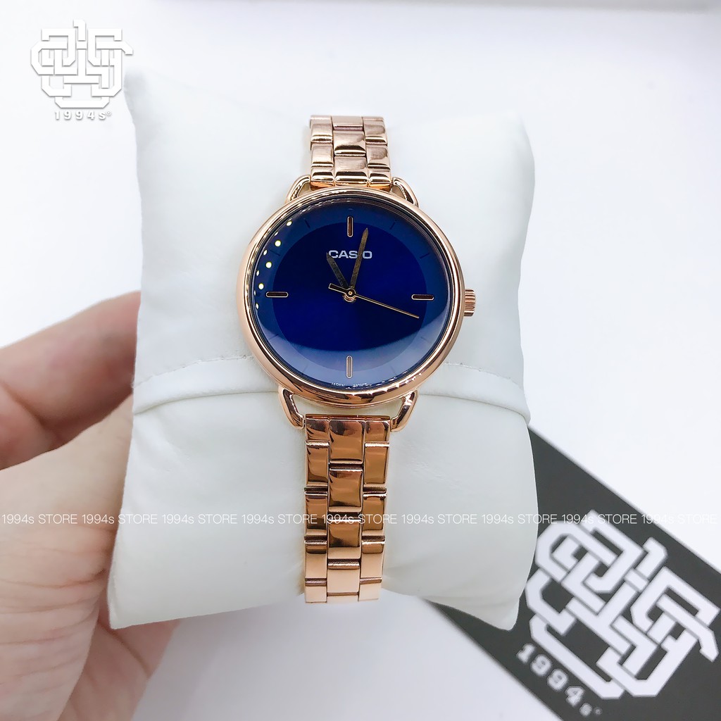Đồng hồ nữ Casio LTP-E413 / LTP-E413PG-2A dây thép không gỉ, chống nước 50m, size 32mm, hàng chính hãng
