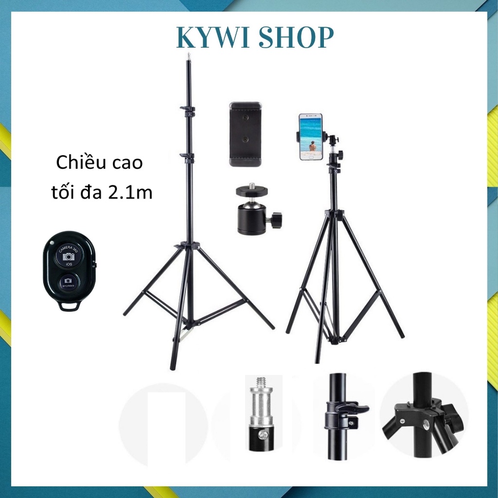 Gậy chụp ảnh 3 chân, giá đỡ điện thoại Tripod dùng để chụp ảnh, Livestream, quay TikTok chiều cao đến 2.1m – KYWI SHOP