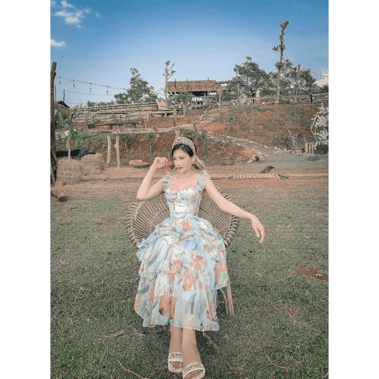 (Free ship) Xả Lỗ Đầm Voan Tầng Hai Dây Cho Các Nàng Diện Đi Dự Tiêc UP HHP Fashion