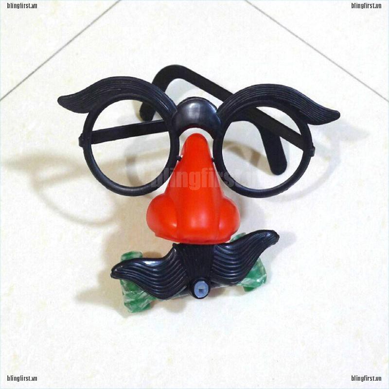 Funny Clown Glasses Costume Ball Round Frame Red Nose w//Whistle Mustache TOCA