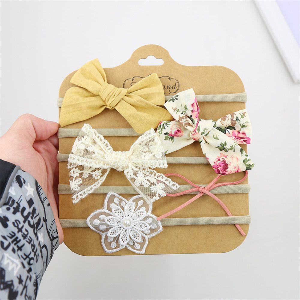 Bộ 5 Băng Đô Cài Tóc Co Giãn Dễ Thương Cho Bé Gái