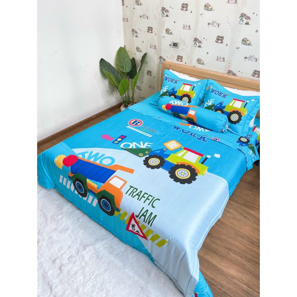 Chăn ga gối cotton 100% họa tiết in 5D sắc nét, chọn bộ ful 5 món , đủ siz 1m6 x 2m , 1m8 x 2m , 2m x 2m2