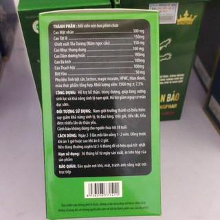 TRƯỜNG THẬN BẢO- VIÊN UỐNG BỔ THẬN, TRÁNG DƯƠNG, TĂNG CƯỜNG SINH LÝ NAM (HỘP 30 VIÊN)