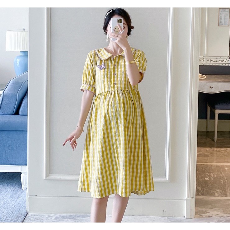 Váy bầu và sau sinh vải cotton tiện lợi cho bé ti VS11