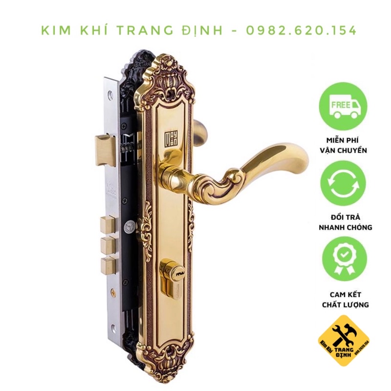 [Mẫu Mới 2020] KHÓA TAY NẮM ĐỒNG THAU HC 8529 SSHA Thân Inox, Ổ Abus ( cửa chính)