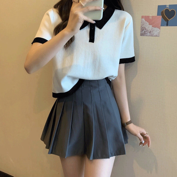 Áo polo Ngắn Tay Phối Màu Phong Cách Harajuku Thời Trang Cho Nữ Áo phông Nữ NZ-TX-284
