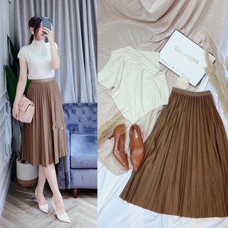 Chân váy xếp ly midi dài cạp chun siêu đẹp siêu rẻ