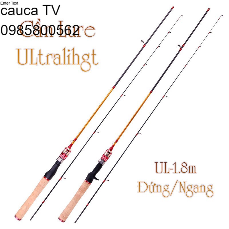 ( seo 10/10 ) Cần câu lure ULtralight siêu dẻo máy đứng và máy ngang 1m8 UL-vàng
