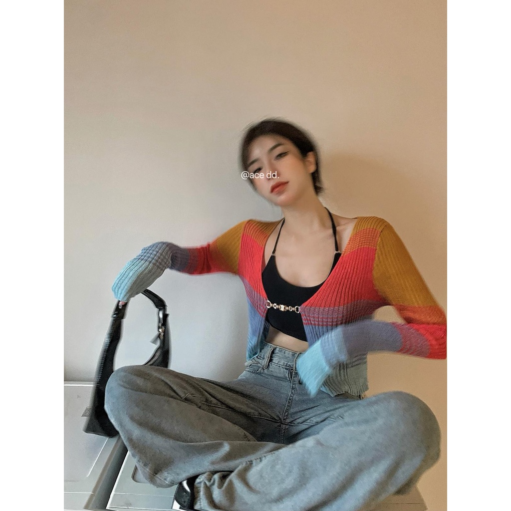 ihkke Áo Khoác Cardigan Dệt Kim Tay Dài Chống Nắng Phong Cách Hàn Quốc Cho Nữ