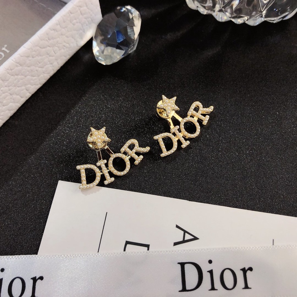 Khuyên Tai Tròn Khắc Chữ Dior Bằng Thép Titanium Thời Trang Cho Nữ