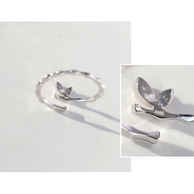 Exquisite Nhẫn hình đốt tre đính đá Zircon có thể điều chỉnh sang trọng cho nữ