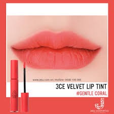 (AUTH, TEM CHECK HIDDEN TAG) Son 3CE Velvet Lip Tint Màu #Gentle Coral – Hồng Cam San Hô