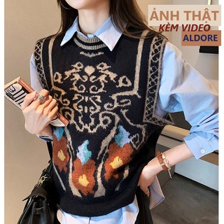 Áo len gile nữ họa tiết cao cấp