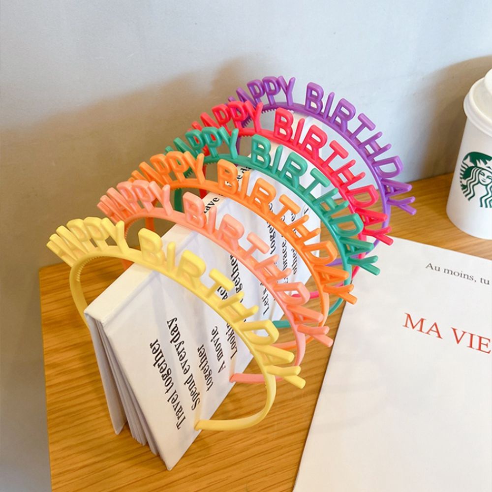 Băng đô cài tóc bằng nhựa in chữ Happy Birthday phong cách Hàn Quốc cho nữ