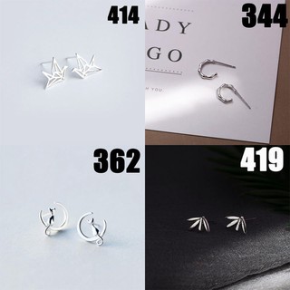 Bông tai mạ bạc phong cách Hàn Quốc họa tiết ngôi sao/lá hợp thời trang cho nữ