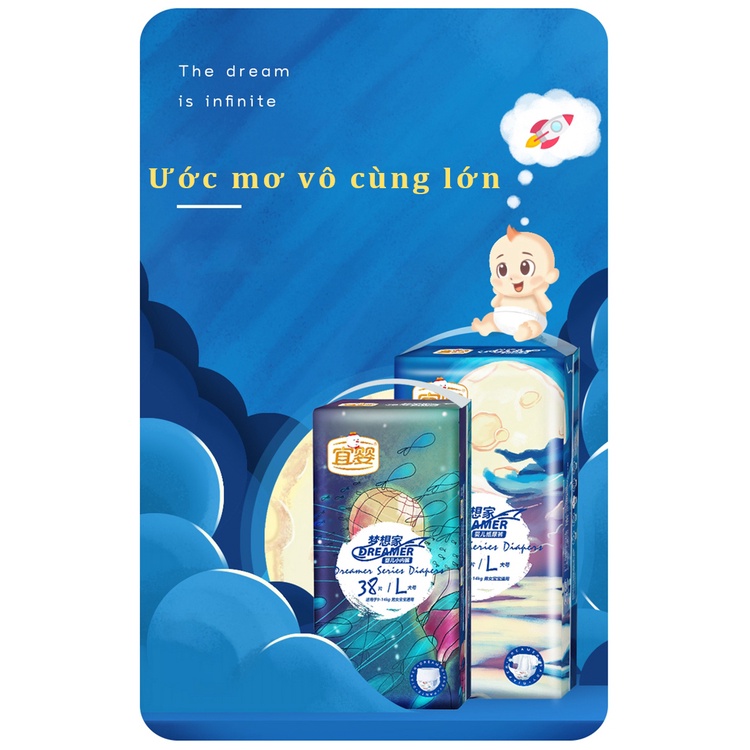 Bỉm Tã Dán YiYing Tả Sơ Sinh Cho Bé Trẻ Em Size S58/M48/L40 Newborn Nội Địa tã bỉm quần dán sơ sinh tã em be