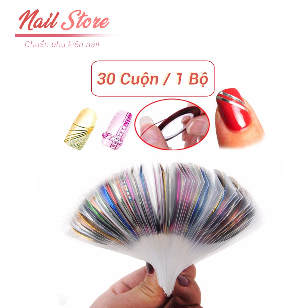 Kim ngân dán móng trang trí mix màu sắc 1mm ( SET 30 CUỘN ) - Nail Store