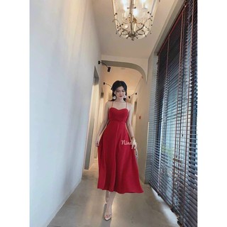 váy maxi đen hở lưng chéo (Sẵn tại shop )