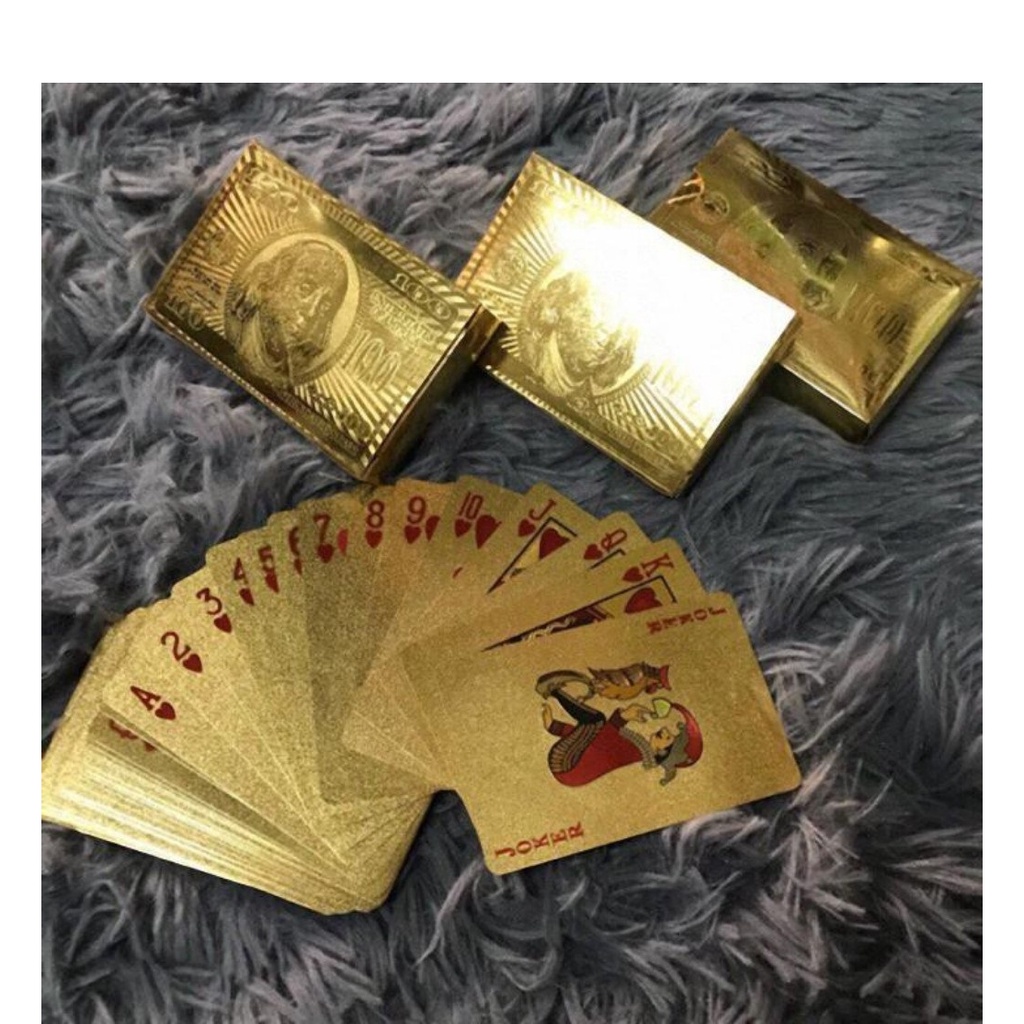 Bộ bài tây tú lơ khơ mạ vàng 52 lá Nhựa chống thấm nước Đồ Chơi Boardgame B1 SUVADO