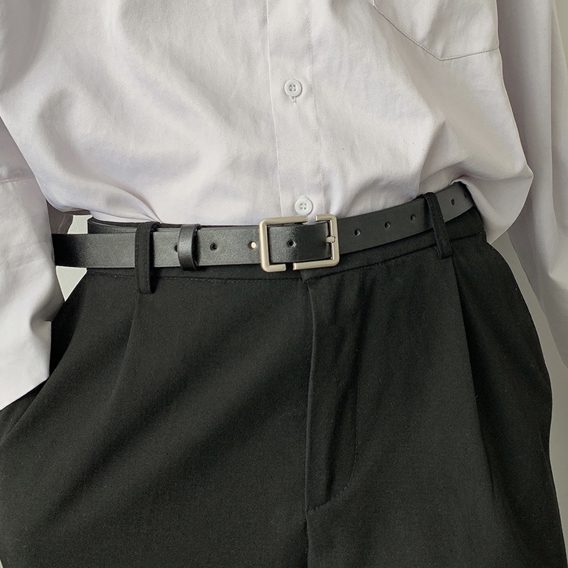 Thắt lưng nam nữ Ulzzang thời trang Hàn Quốc bản nhỏ 2.3cm - 2.8cm, dây nịt lưng cá tính hình vuông SAZ - Bbelt
