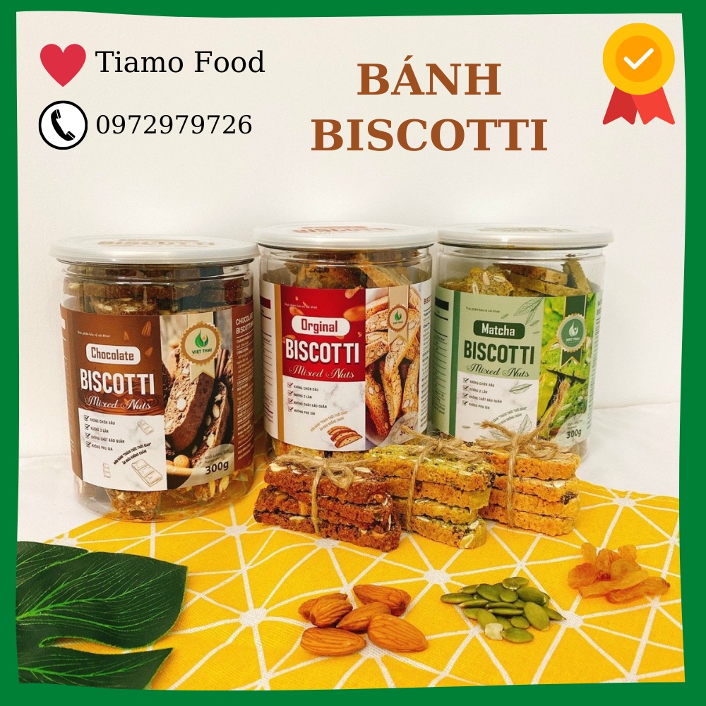 Bánh Biscotti 3 vị Matcha/ Chocolate/ Orginal ăn kiêng, giảm cân heathly 100% nguyên cám, siêu hạt ăn sáng dinh dưỡng