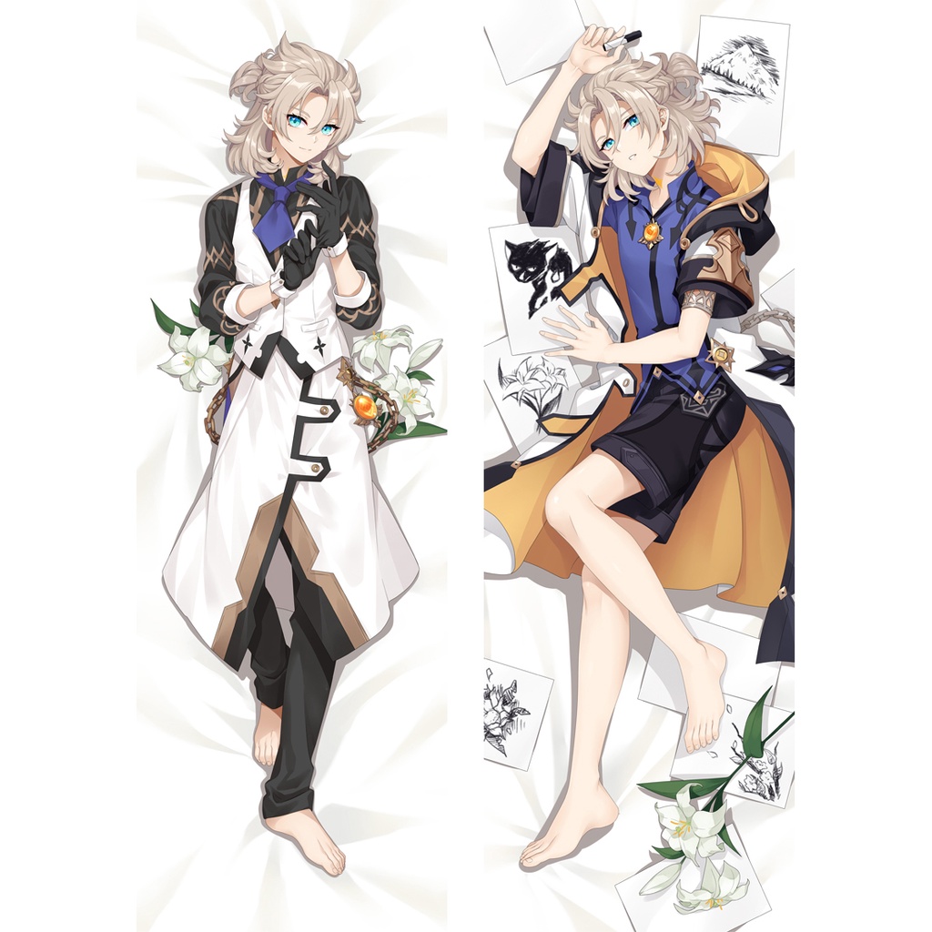 60x180cm Genshin Tác Động Albedo Cosplay Dakimakura Vỏ Gối Albedo Da Đào Ôm Thân Otaku Gối Trang Trí